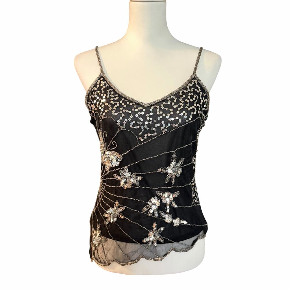 Vintage Y2K Body Central Butterfly Sequin Beaded Top Size Medium - Picture 3 of 6